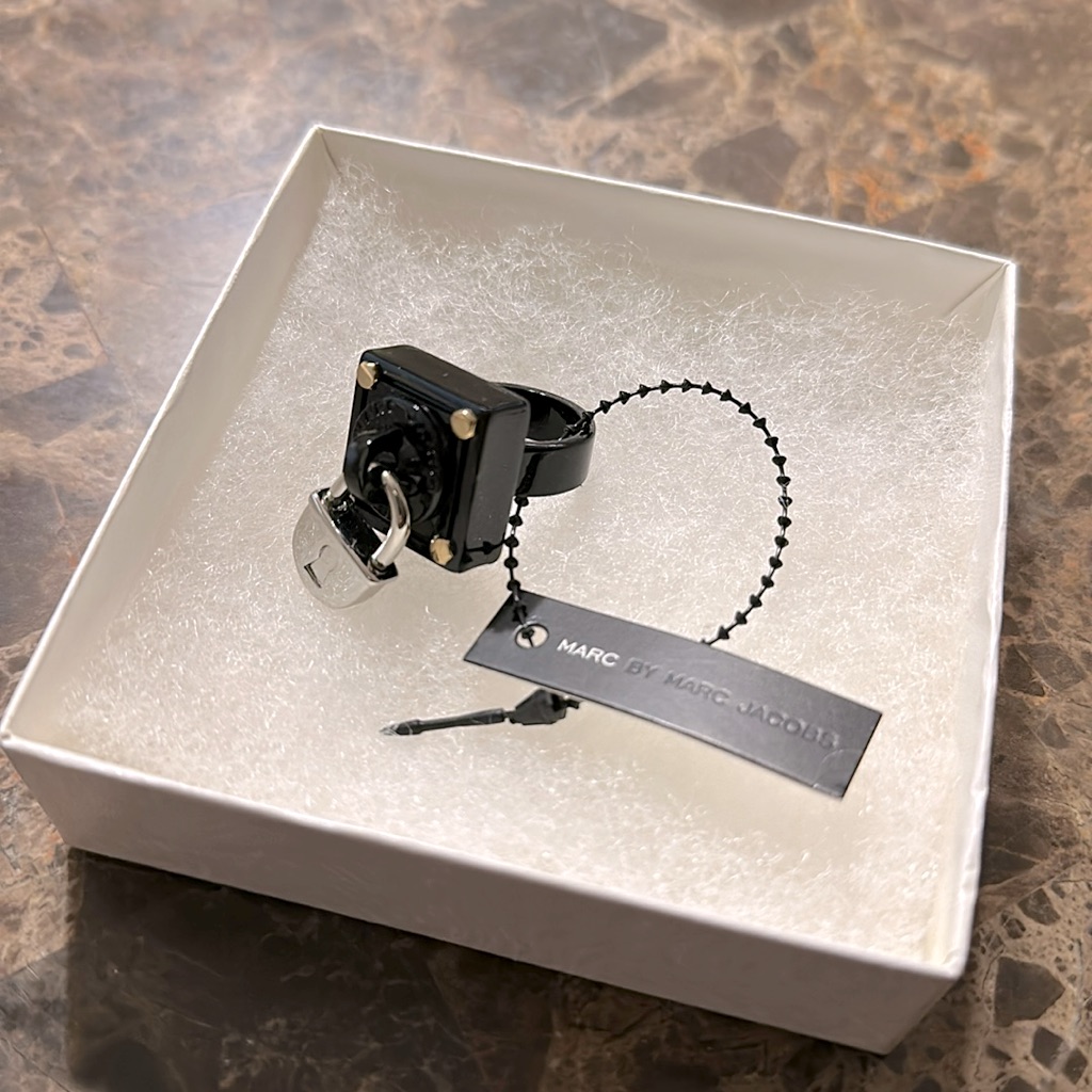 Marc By Marc Jacobs Black And Silver Lock Ring